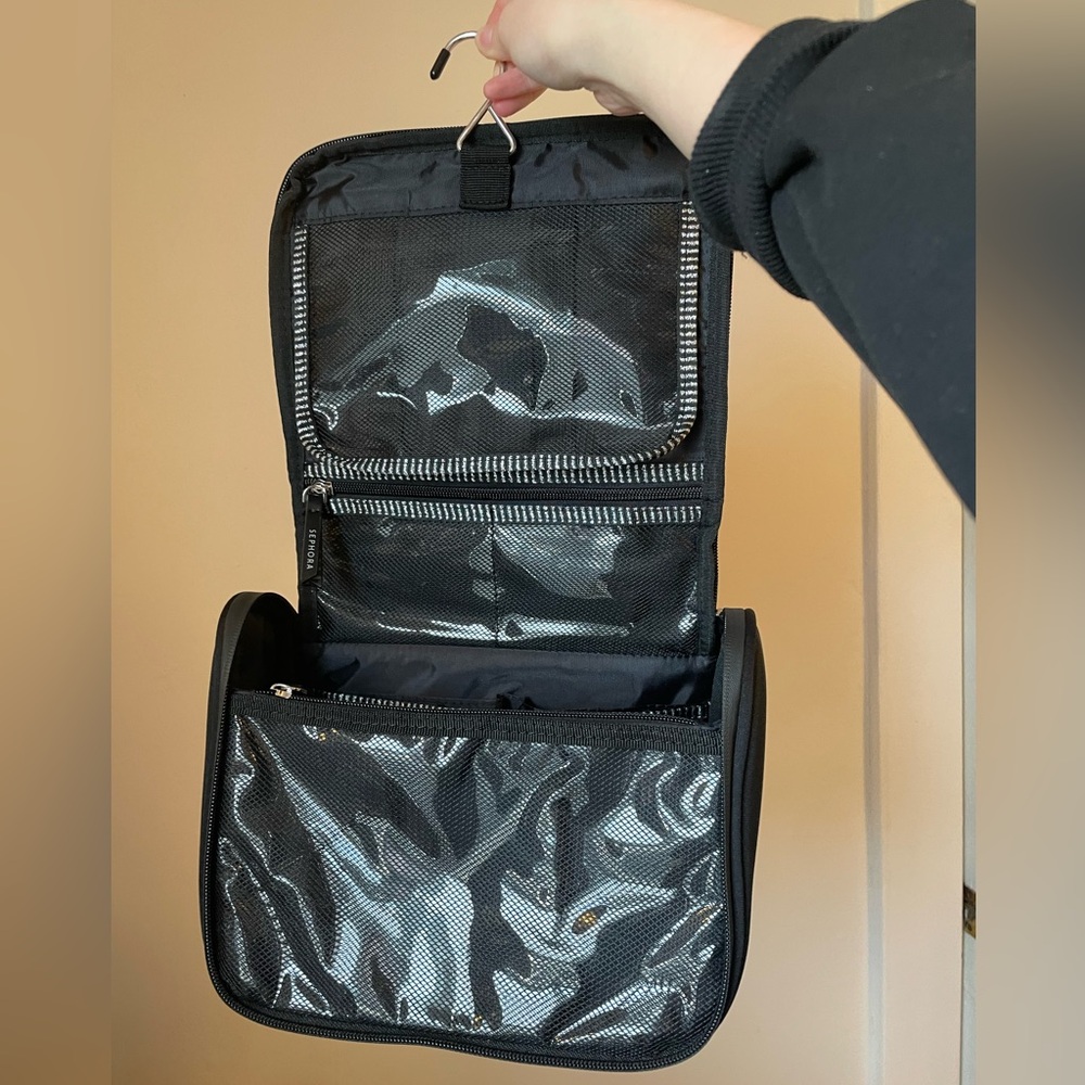 Sephora Collection Hanging Large Makeup Travel Bag with Pockets, Black, NEW